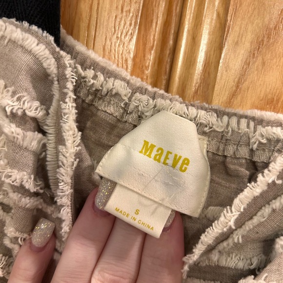 Maeve Anthropologie Top Textured Fringe Sleeveless Black Tie Strap Casual Chic - Picture 5 of 9